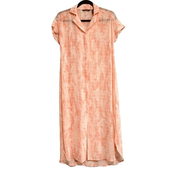 H by Halston Airy Semi Sheer Tie Dye Button Front Cover-Up Shirt Dress Size XXS - Picture 1 of 9